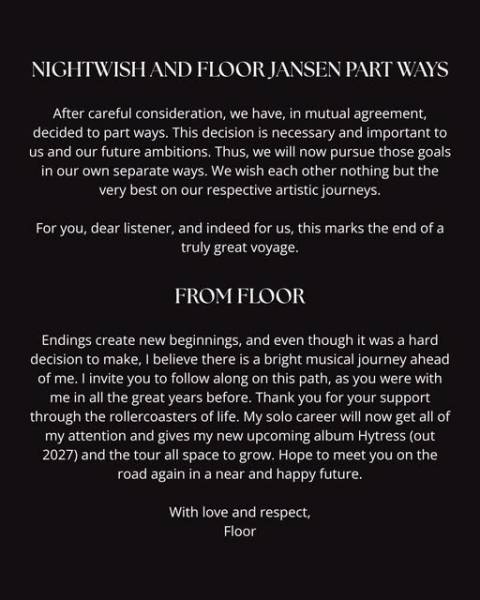 Floor Jansen quitte Nightwish