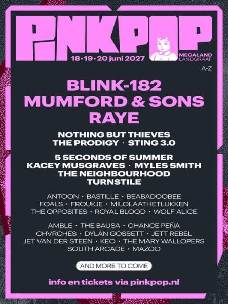 Premiers noms pour le Pinkpop